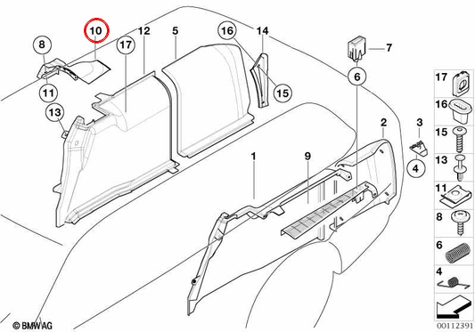 Guarnição do cinto de segurança esquerdo OEM 51478217131 para BMW E39 520d, 520i, 523i, 525d, 525i, 528i, 530d, 530i, 535i, 540i, M5. Cor bege areia. BMW genuíno.