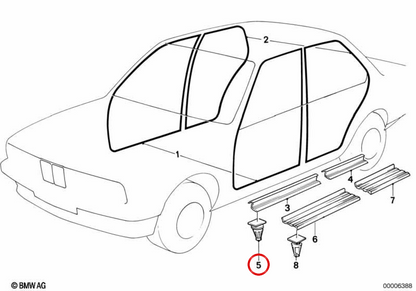 INTERIOR MOLDING CLIP 51478234047 FOR BMW E36, E46, E34, E39, E32, E38, E65, E66, E83. Original BMW.
