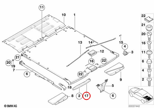 Tampa esquerda do piso do porta-malas OEM 51478238915 para BMW E39. BMW genuíno.