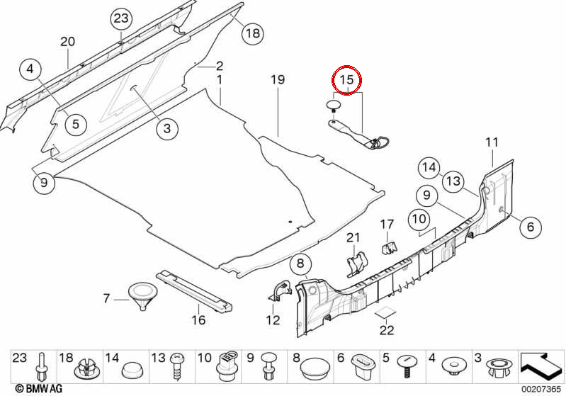 Cinta de sujeción OEM 51478256162 para BMW E46, E60, E60 LCI. Original BMW.