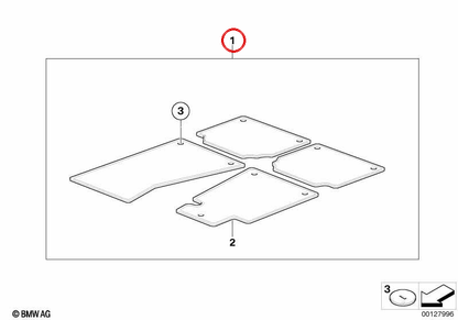 Juego de alfombrillas antracita OEM 51479117173 delanteras y traseras para BMW Serie 5 E60, E60 LCI, E61, E61 LCI. Original BMW.