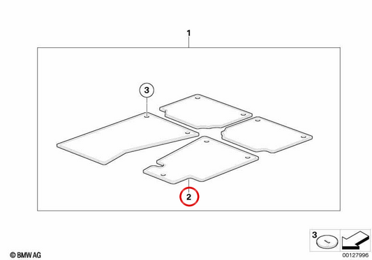Velvet mat in driver side OEM 51479117354 for BMW E63, E64. Original BMW.