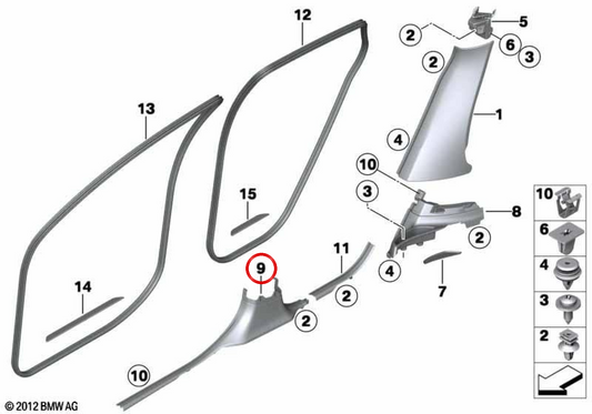 Moldura embellecedora entrada puerta delantera izquierda OEM 51479147985 para BMW E71, E72. Original BMW.