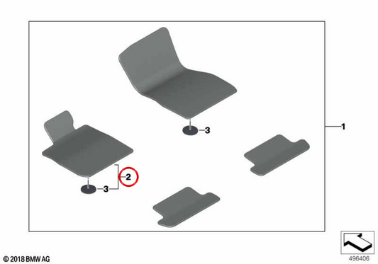 OEM -Fahrerteppich 51479418752 für BMW G16. Original BMW.