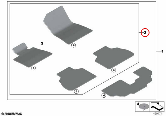 Jeu de tapis avec ribete OEM 51479458677 pour BMW G07. BMW d'origine.