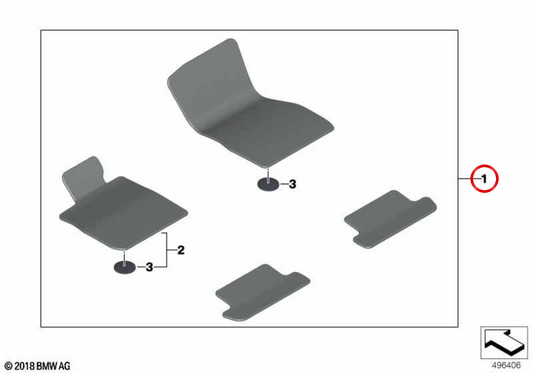 BMW Carpet Set 8 Serie G14, G15 (OEM 51479462122). BMW originale