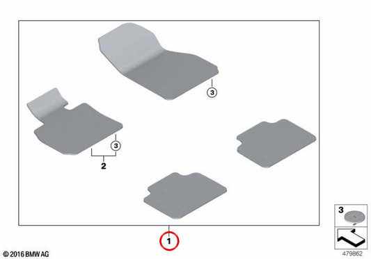 Conjunto de tapetes coloridos ANTHRAZIT OEM 51479475817 para MINI Countryman F60, F60 LCI. MINI originais.
