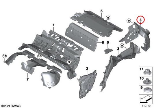 Aislante acústico maletero izquierdo OEM 51479483707 para BMW iX (I20). Original BMW.
