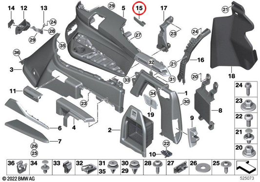 Clip à ceinture droite OEM 51479496686 pour BMW G07 (X7). BMW d'origine.
