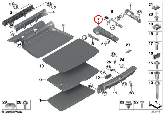 Right pavement covering support OEM 51479807108 for MINI Countryman R60, Cooper, Cooper ALL4, Cooper D... and more. Original MINI.