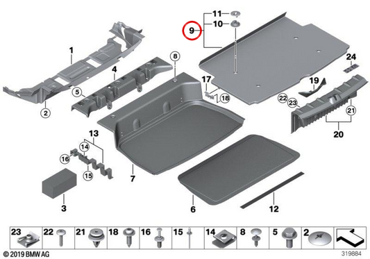 Forro de pavimento de rack de teto OEM 51479808915 para MINI Paceman R61. MINI originais.