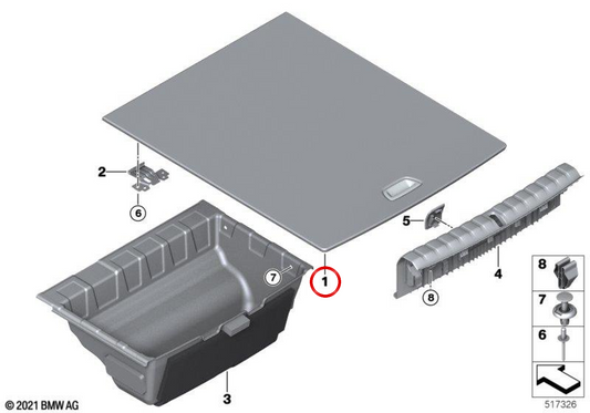 Bac à tronc arrière OEM 51479871081 pour BMW G26. BMW d'origine.