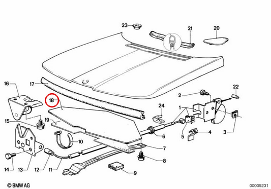 Aislante acústico OEM 51481819853 para BMW E12. Original BMW.