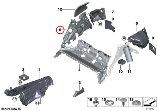 Schalldämmende linke Hinterradabdeckung OEM 51485A34527 für BMW X3 (G45), X3 20d xDrive. Original BMW.