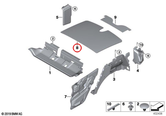 Akustische Isolierung Heckdach OEM 51486979856 für BMW E71, E72. Original BMW.