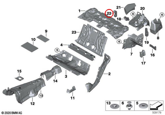 Aislamiento acústico para tapa borde de carga OEM 51486996008 para BMW G31. Original BMW.