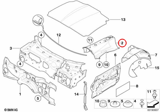Akustischer Isolator zentraler Tunnel OEM 51487012716 für BMW E85, E86. Original BMW.
