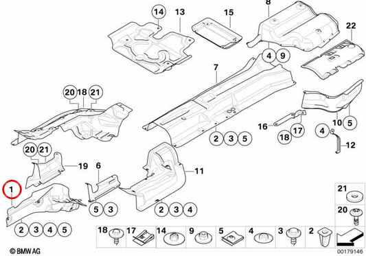 Thermal insulator Right motor support 51487033720 for BMW E60, E61, E63, E64. Original BMW.