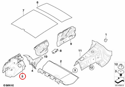 Isolamento acustico Trunk destro OEM 51487059248 per BMW E81, E87. BMW originale.