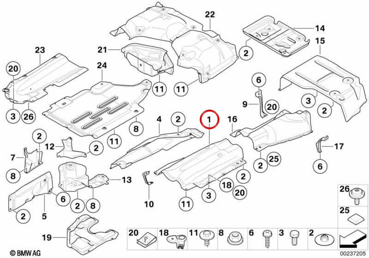 Thermal Insulator Central Tunnel OEM 51487117375 for BMW E90, E91, E92, E84. Original BMW.