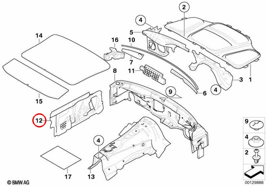 OEM de porte gauche isolante acoustique 51487173927 pour BMW E63, E64. BMW d'origine.