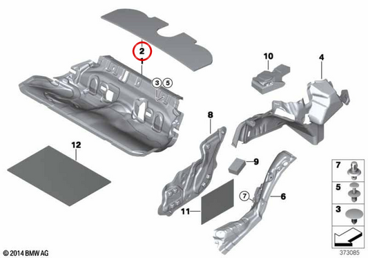 Isolamento acústico do teto traseiro OEM 51487276855 para BMW F34. BMW genuíno.