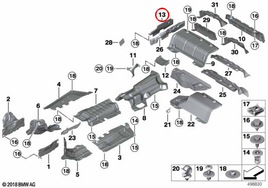 Protettore termico della batteria OEM 51487292567 per BMW F30, F31, F34, F32, F33, F36. BMW originale.