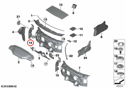 Issocent Issorator à Izquierdo OEM 51487298907 pour BMW F52, F45, F46, F48, F49, F39. BMW d'origine.