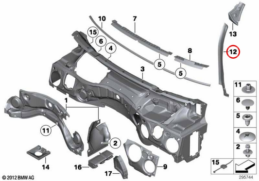 Isolatore acustico pilar a Legge OEM 51487300262 per BMW E84. BMW originale.