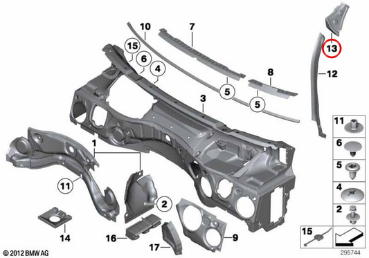 Isolatore acustico pilar OEM 51487305846 per BMW E84. BMW originale.