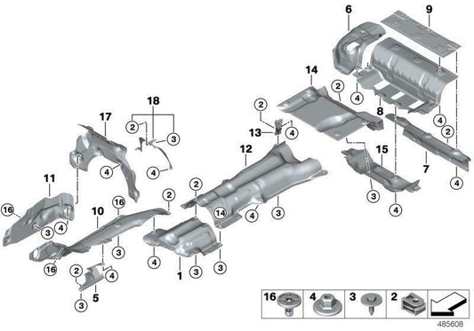 Aislante térmico trasero derecho OEM 51487340826 para BMW G30, G31, G32. Original BMW.