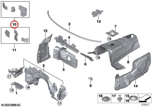Akustische Isolierung OEM Erwärmung 51487343531 für BMW F20, F21, F22, F23, F87, F30, F31, F34, F80, F32, F33, F36, F82, F83. Original BMW.