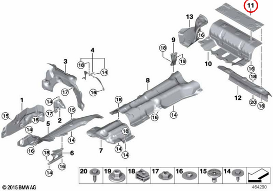Isolateur thermique pour le plancher de navigation OEM 51487347036 pour BMW G30, G31, G32, G11, G12. BMW d'origine.