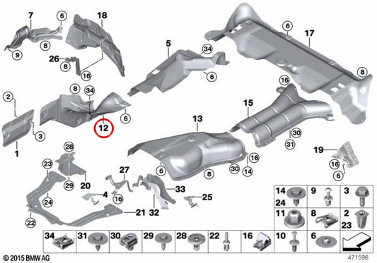 Pare-feu d'isolation thermique OEM 51487369984 pour BMW F15. BMW d'origine.