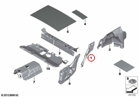 Arco da roda traseira esquerda com isolamento acústico OEM 51487373917 para BMW F48, F49. BMW genuíno.