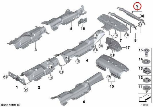 Isolation thermique pour le pare-chocs arrière OEM 51487427927 pour BMW F39. BMW d'origine.