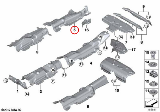 Isolamento térmico do tanque OEM 51487447025 para BMW F40, F44, F39, F54, F60. BMW genuíno.
