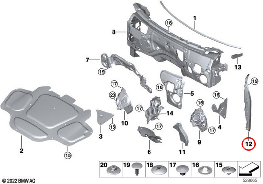 Junta de vedação da parede lateral esquerda OEM 51487472017 para BMW G06, F96. BMW genuíno.