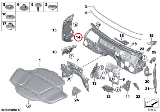 Oberflächen akustischer Isolator OEM 51487489283 für BMW G30, G31. Original BMW.