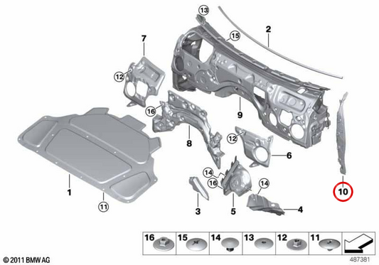 Carte du panneau latéral droit 51487946060 pour BMW G20, G21, G28, G80, G81, G26. BMW d'origine.