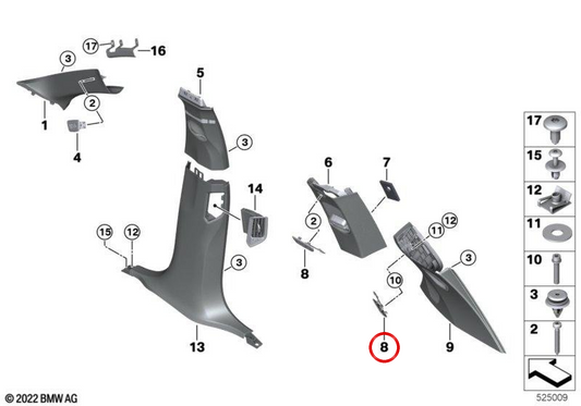 Tampa de acabamento "Airbag" OEM 51487947981 para BMW G07. BMW genuíno.