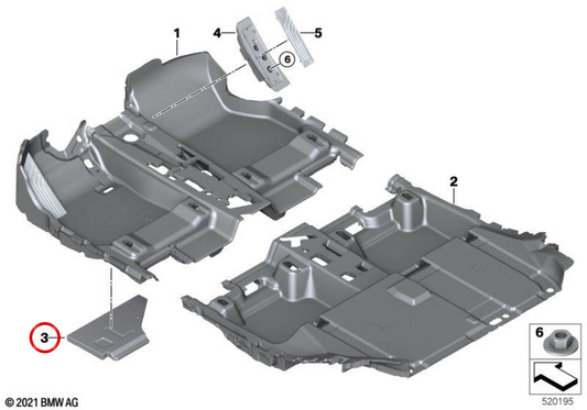 Moosgummi im Fußbereich vorne rechts OEM 51487952082 für BMW 2' U06, X1 U11, X2 U10 und MINI Countryman U25. Original BMW und MINI.