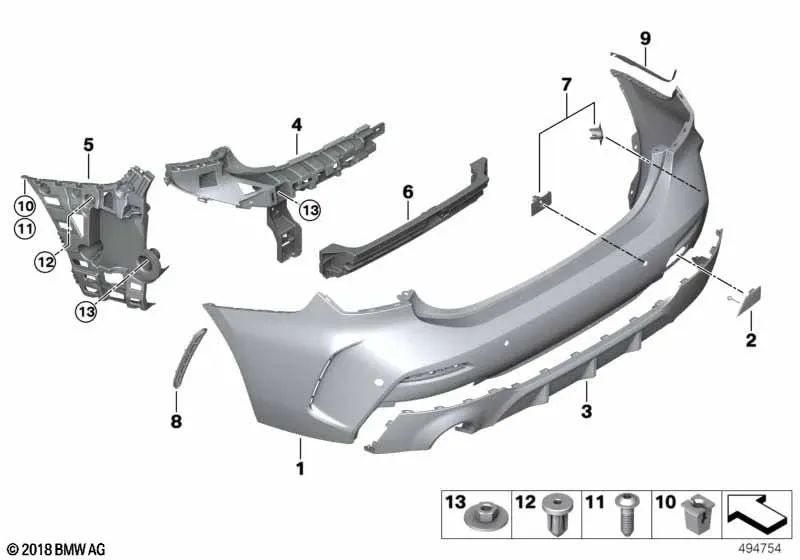 Rear right bumper bracket for BMW F52 (OEM 51122469522). Original BMW