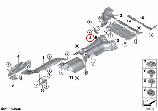 Isolamento térmico do tanque OEM 51488072959 para BMW F97, F98. BMW genuíno.