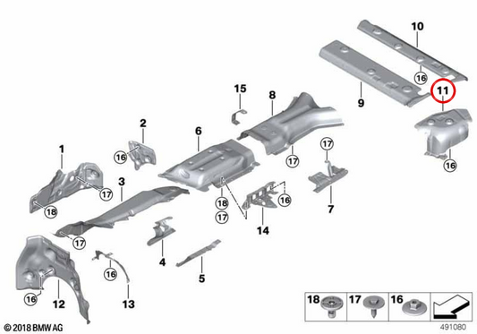 Isolation thermique du silence arrière droit 51488075040 pour BMW F95, F96. BMW d'origine.