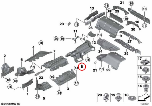 Isolateur thermique du dépôt OEM 5148077408 pour BMW F80, F82, F83. BMW d'origine.