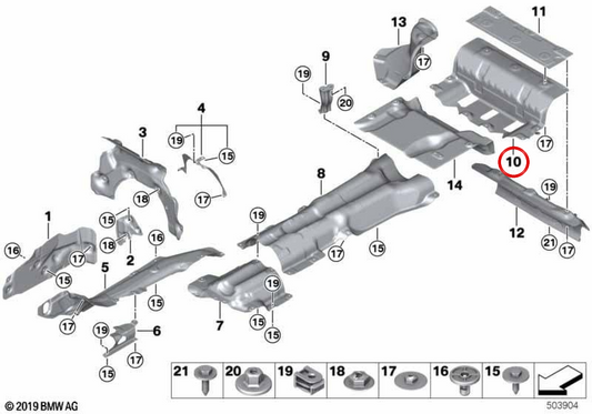 OEM 5148079982 silenziatore anteriore per isolamento termico per BMW F93. BMW originale.