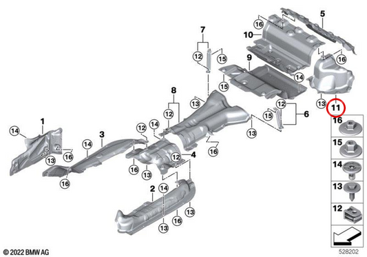Right Rear Silence Thermal Insulation 51488085784 for BMW G87. Original BMW.
