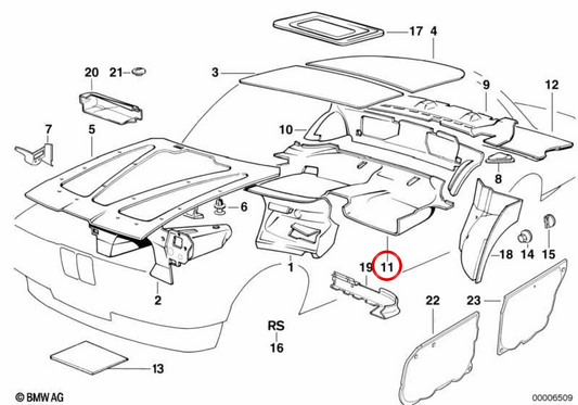 Isolation acoustique OEM Sol arrière 51488126292 pour BMW E34. BMW d'origine.