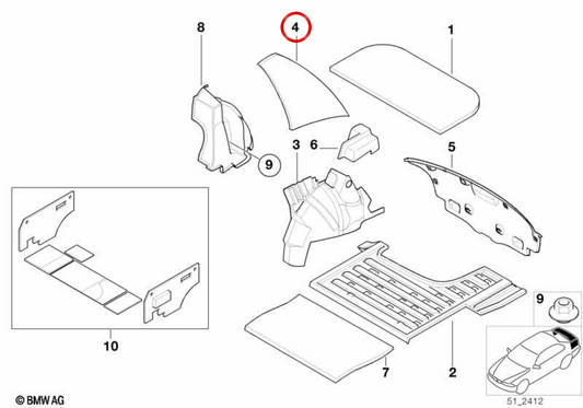 Isolamento acústico OEM 51488146973 para BMW E36. BMW genuíno.